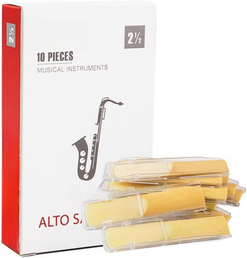 MeloCrest Alto Sax Reeds Strength 2.5, Eb Alto Saxophone Reeds – 10 Individually Wrapped Cane Reeds, French Cut, Smooth & Durable - Image 1
